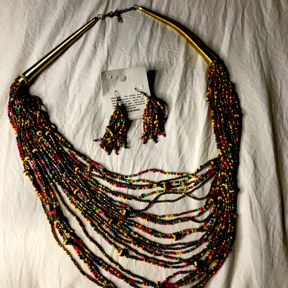 Jewelry - Beaded Necklace With Earrings Set